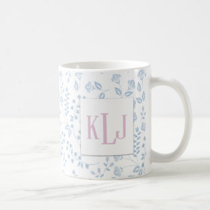 Blue Floral Pattern 11 oz Classic Mug