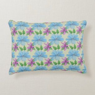 Blue Floral Pattern Aesthetic Watercolor Flower Decorative Cushion