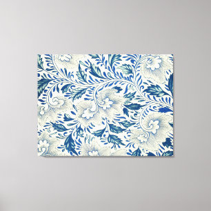 Blue Floral Pattern Antique Asian Design Canvas Print