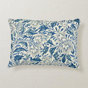 Blue Floral Pattern Antique Asian Design Decorative Cushion