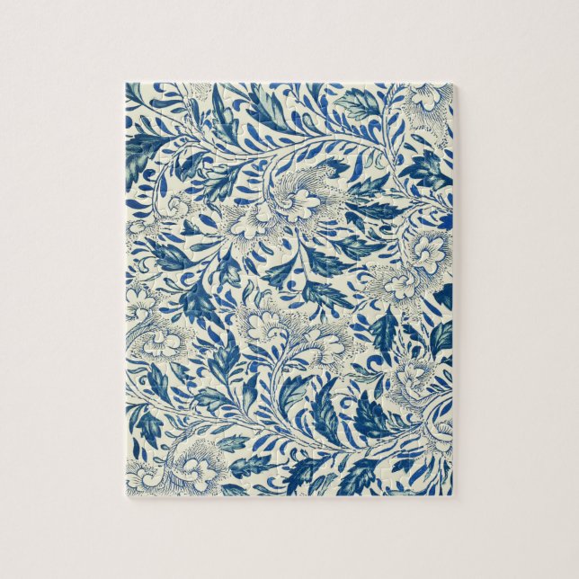 Blue Floral Pattern Antique Asian Design Jigsaw Puzzle (Vertical)
