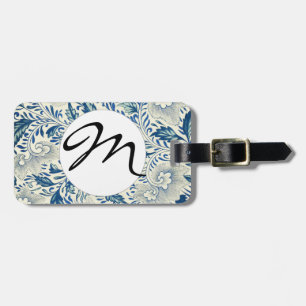Blue Floral Pattern Antique Asian Design Luggage Tag