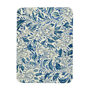 Blue Floral Pattern Antique Asian Design Magnet