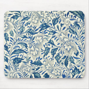 Blue Floral Pattern Antique Asian Design Mouse Mat