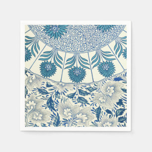 Blue Floral Pattern Antique Asian Design Napkin