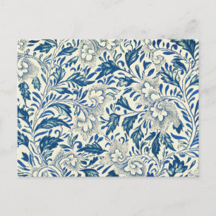 Blue Floral Pattern Antique Asian Design Postcard