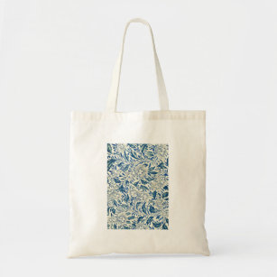 Blue Floral Pattern Antique Asian Design Tote Bag