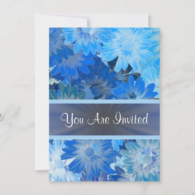 Blue floral pattern any occasion invitation (Front)
