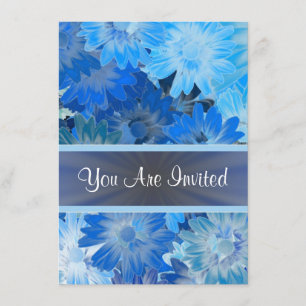 Blue floral pattern any occasion invitation