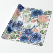 Blue Floral Pattern, Artistic Watercolor