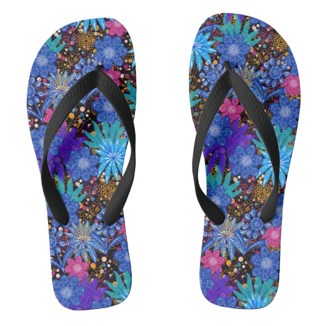 Blue Floral Pattern | Beautiful Flip Flops (Footbed)