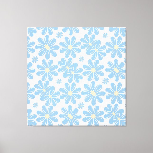 Blue Floral Pattern - Canvas Print (Front)