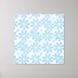 Blue Floral Pattern - Canvas Print