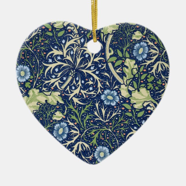 Blue Floral Pattern Ceramic Tree Decoration (Front)