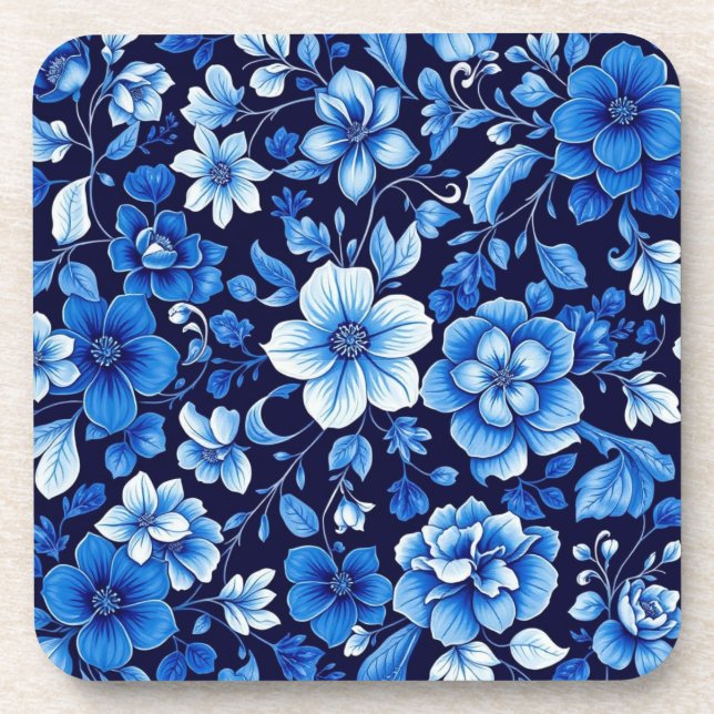 blue floral pattern coaster (Front)