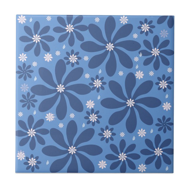 Blue Floral Pattern coasters – Stylish Desk Acces (Front)