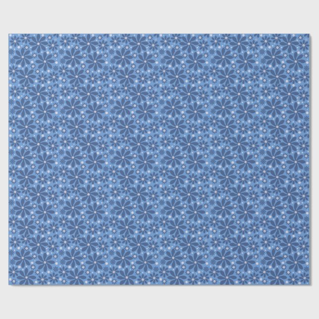 Blue Floral Pattern coasters – Stylish Desk Acces Wrapping Paper (Flat)