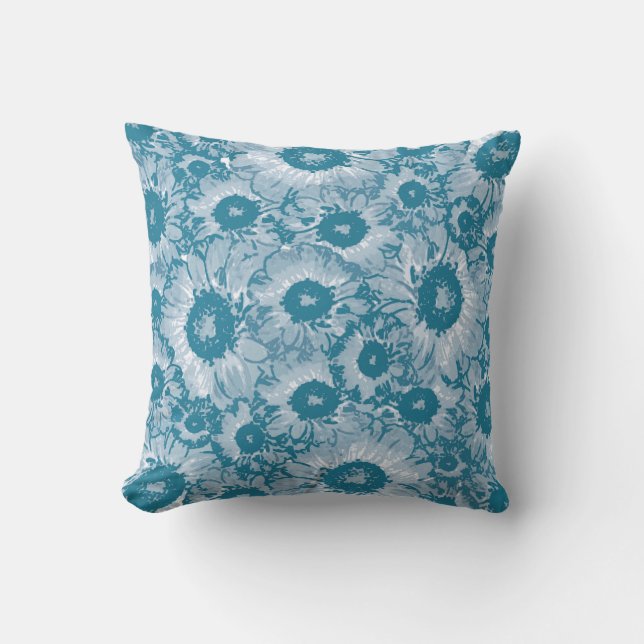Blue Floral Pattern Cushion (Front)
