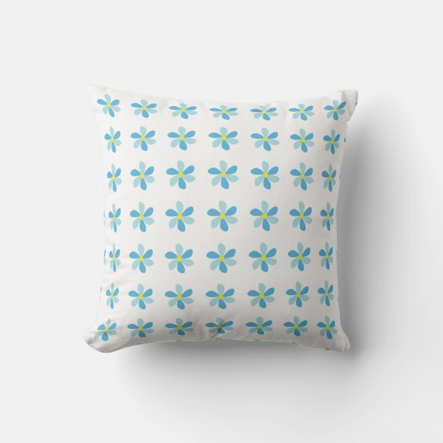 Blue Floral Pattern Cushion (Front)