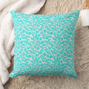 blue floral pattern cushion