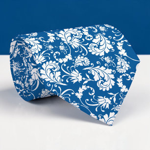 Blue Floral Pattern Custom Necktie