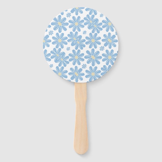 Blue Floral Pattern - Hand Fan (Front)