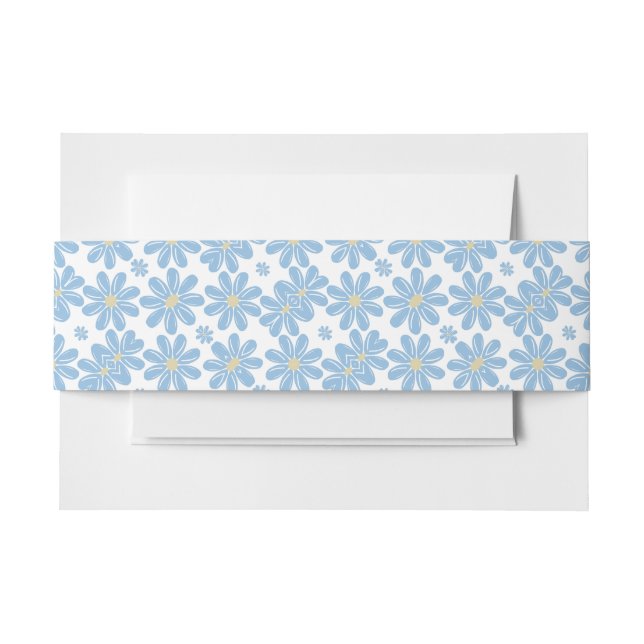 Blue Floral Pattern - Invitation Belly Band (Front Example)