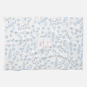 Blue Floral Pattern Kitchen Towel 16" x 24"