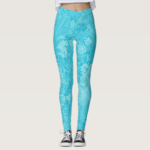 Blue Floral Pattern Leggings