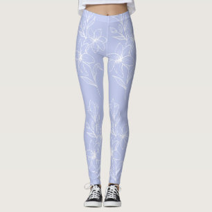 Blue Floral Pattern Leggings