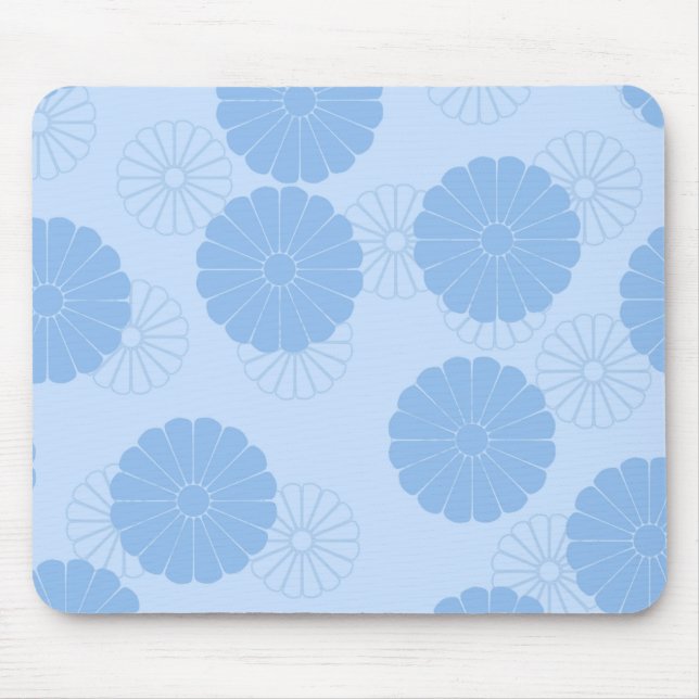 Blue Floral Pattern Mouse Mat (Front)