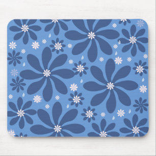Blue Floral Pattern Mouse Pad – Stylish Desk Acces