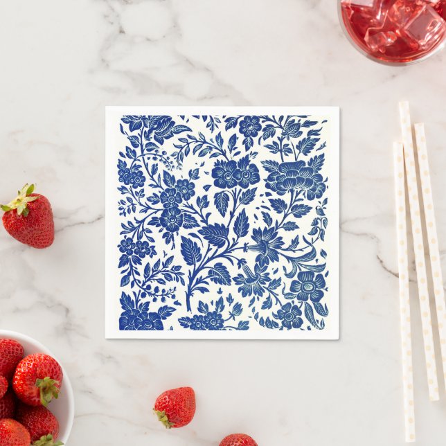 Blue Floral Pattern Napkin (Insitu)