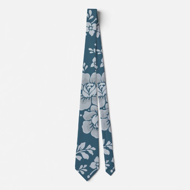 Blue Floral Pattern Neck Tie (Front)