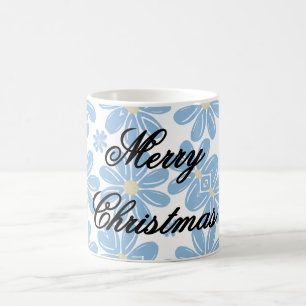 Blue Floral Pattern - Personalised Coffee Mug