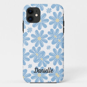 Blue Floral Pattern - Personalised iPhone 11 Case