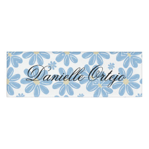 Blue Floral Pattern - Personalised Name Tag