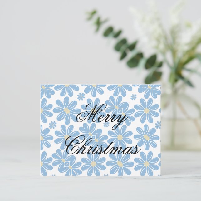 Blue Floral Pattern - Personalised Postcard (Standing Front)