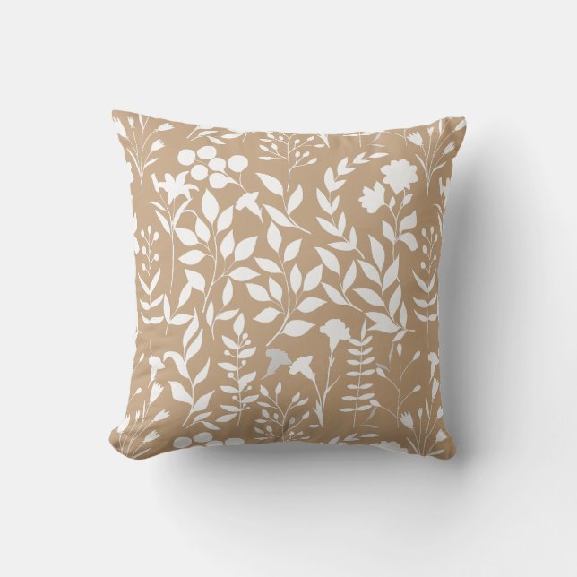 Blue Floral pattern.ST02. white L Orange BG Cushion (Front)
