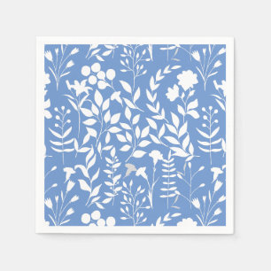 Blue Floral pattern.ST02. white Napkin