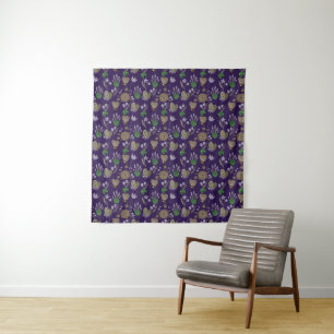 Blue Floral Pattern Tapestry