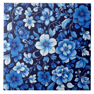 blue floral pattern tile