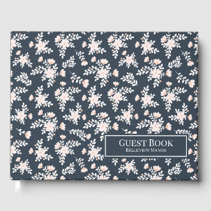 Blue Floral Pattern Vacation Home or Rental Guest Book