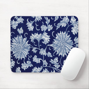 Blue Floral Pattern Vintage Chinese Ornament  Mouse Mat
