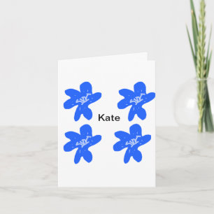Blue floral pattern watercolor add name text card