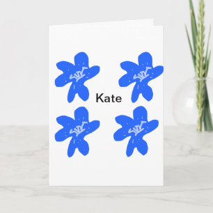 Blue floral pattern watercolor add name text card