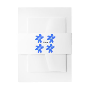 Blue floral pattern watercolor add name text invitation belly band