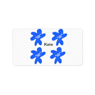 Blue floral pattern watercolor add name text label