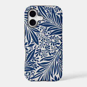 blue floral pattern with diverse leaves & blossoms