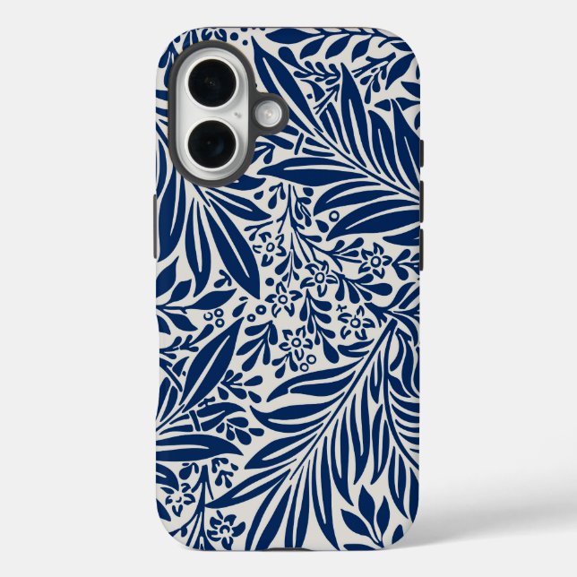 blue floral pattern with diverse leaves & blossoms Case-Mate iPhone case (Back)
